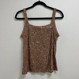 The Zig Zag Boutique Gold Sequins Sleeveless Tank Top